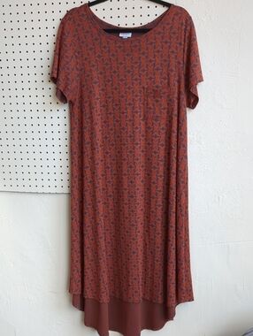LuLaRoe Rust Red Geometric High-Low Dress